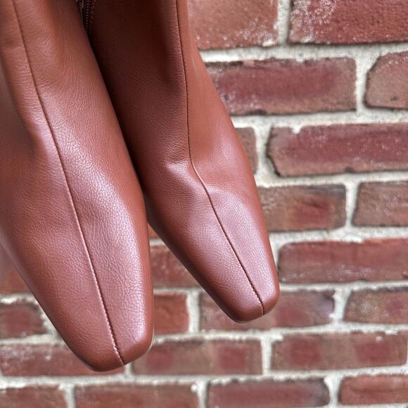 Ann Taylor LOFT Cognac Square Toe Heeled Ankle Booties Size 10 NEW - Picture 9 of 14